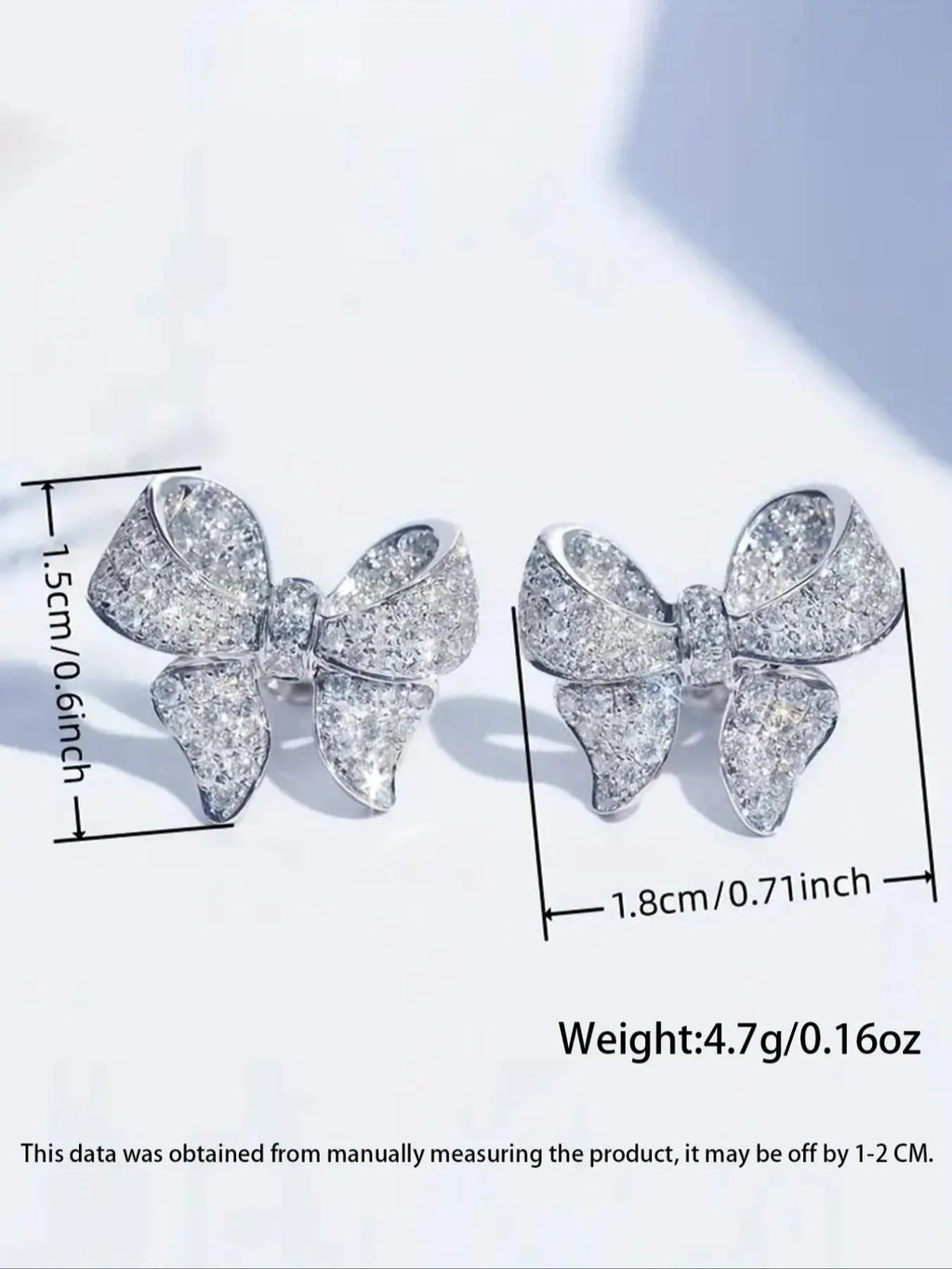 Women's Elegant Bowknot Design Stud Earrings (1 Pair), Zircon Stud Earrings, Exquisite Trendy Stud Earrings, Fashionable Jewelry for Women for Daily & Party Decoration, Jewelry Gifts, Studs Earrings, Classic Style Earrings, Artificial Zircon Earrings