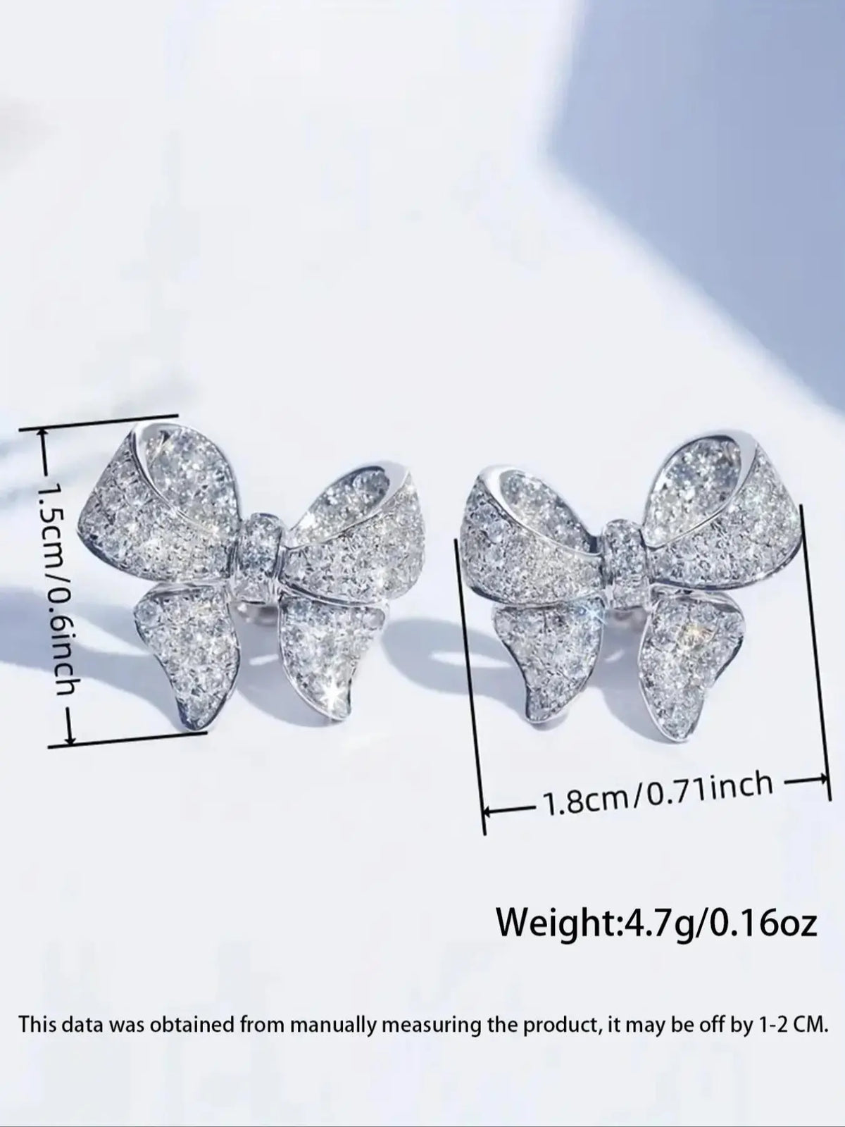 Women's Elegant Bowknot Design Stud Earrings (1 Pair), Zircon Stud Earrings, Exquisite Trendy Stud Earrings, Fashionable Jewelry for Women for Daily & Party Decoration, Jewelry Gifts, Studs Earrings, Classic Style Earrings, Artificial Zircon Earrings