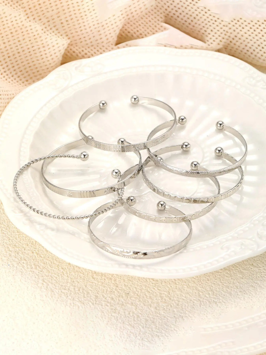 Women's Punk Style Cuff Bangle, Fashionable Open Bangle for Women & Girls, Trendy All-match & Exquisite Jewelry for Birthday Gift, Layered Bracelet Set, Trendy Stack Bangle, Cuff Bangle Set, Bracelet Sets, Cuff Bangles Bracelets