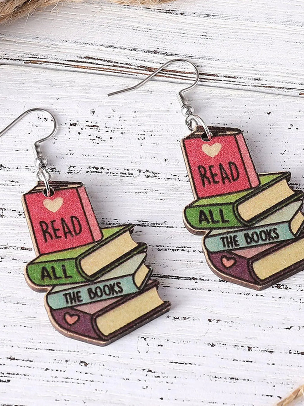 Cute Letter Pattern Dangle Earrings (1 Pair), Wooden Book Design Drop Earrings for Girls for Party Wear, Fashion Jewelry for Women, Daily Clothing Decor, High Quality Earrings, Fashion Accessories