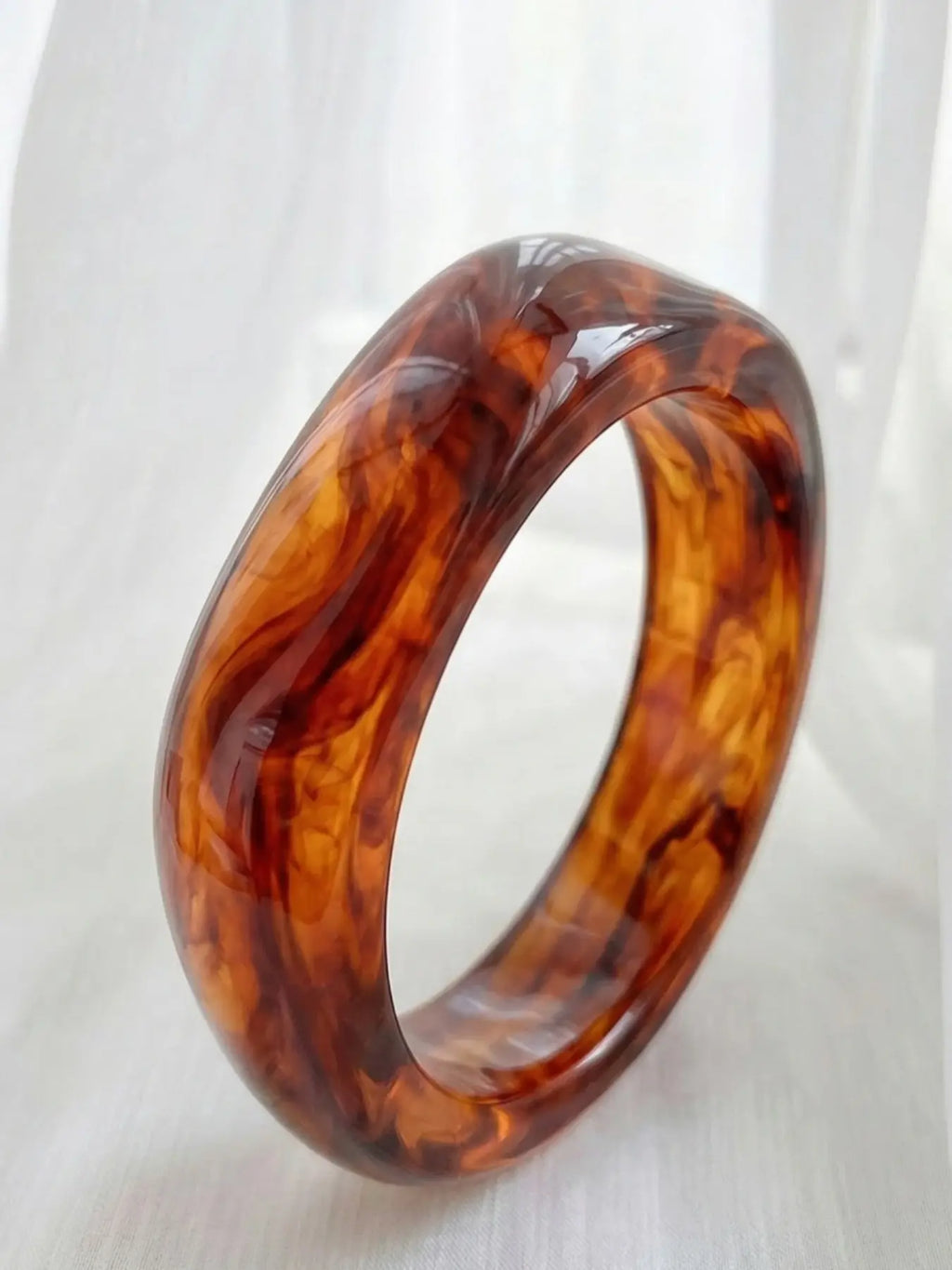3 Piece Set Irregular Gradient Resin Bracelets, New Chinese Style Cool Wind, Cream /lake /caramel, Wide Band, Stackable Wrist Cuffs, Layered Bracelet Set, Bracelet Combination Set
