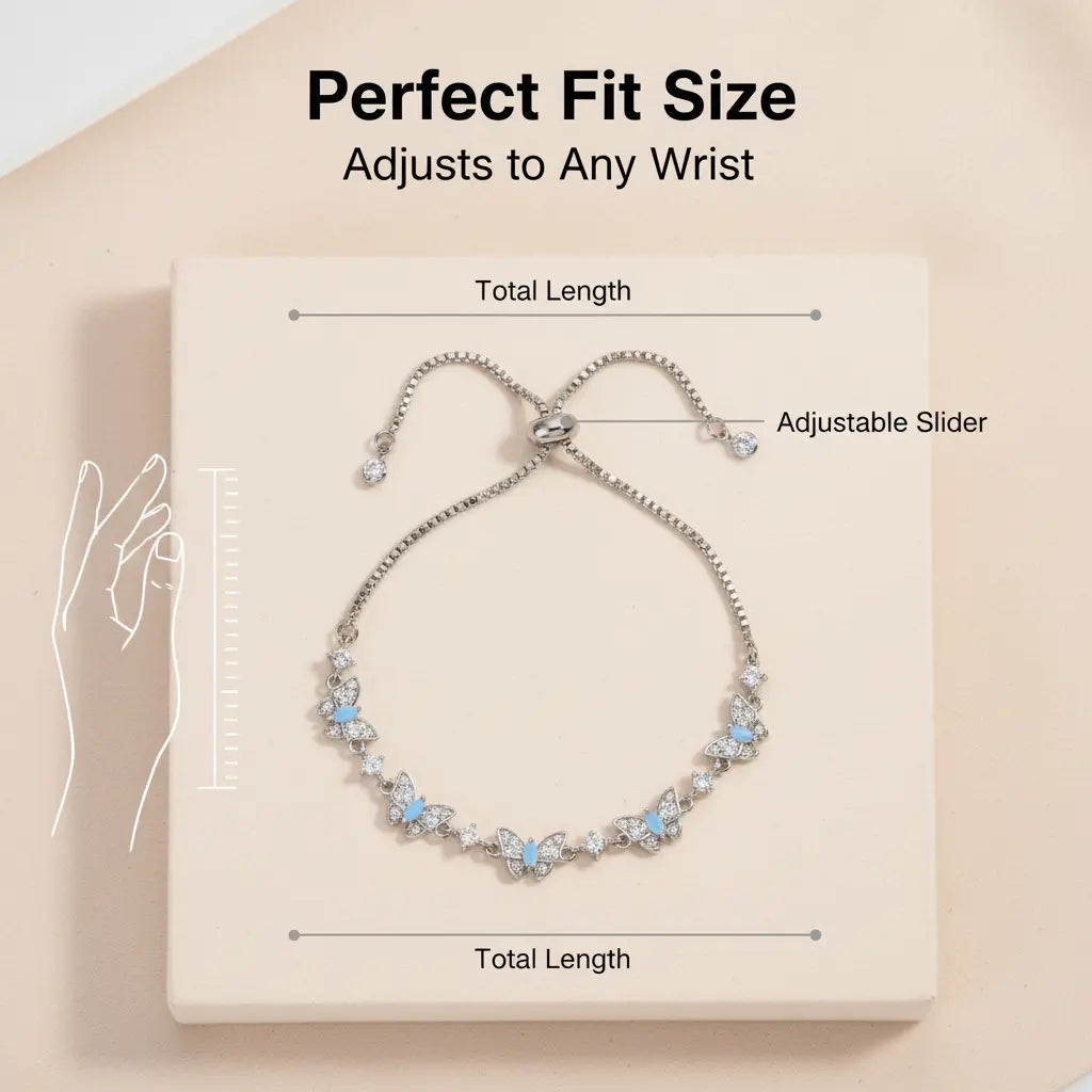 TMANI Adjustable Butterfly Charms Bracelet - Sparkling Rhinestone Bling Effect, Bejeweled Style Arm Candy Accessories, Trendy Costume Jewelry Gifts for Women, Animal Shaped Collectible Jewelry Charms,sohochic