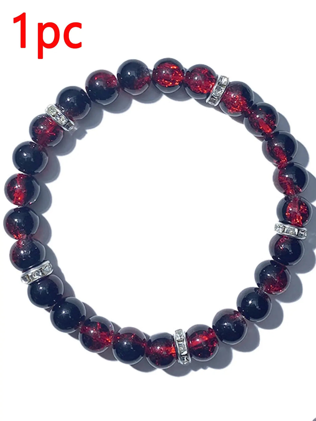 1 Pc Pomegranate Red Beaded Bracelet, Stretch Bangle, Inspirational Anxiety-Relief Stretch Jewelry, Handmade Unisex Accessory, Suitable for Daily Wear and Gifting in All Seasons