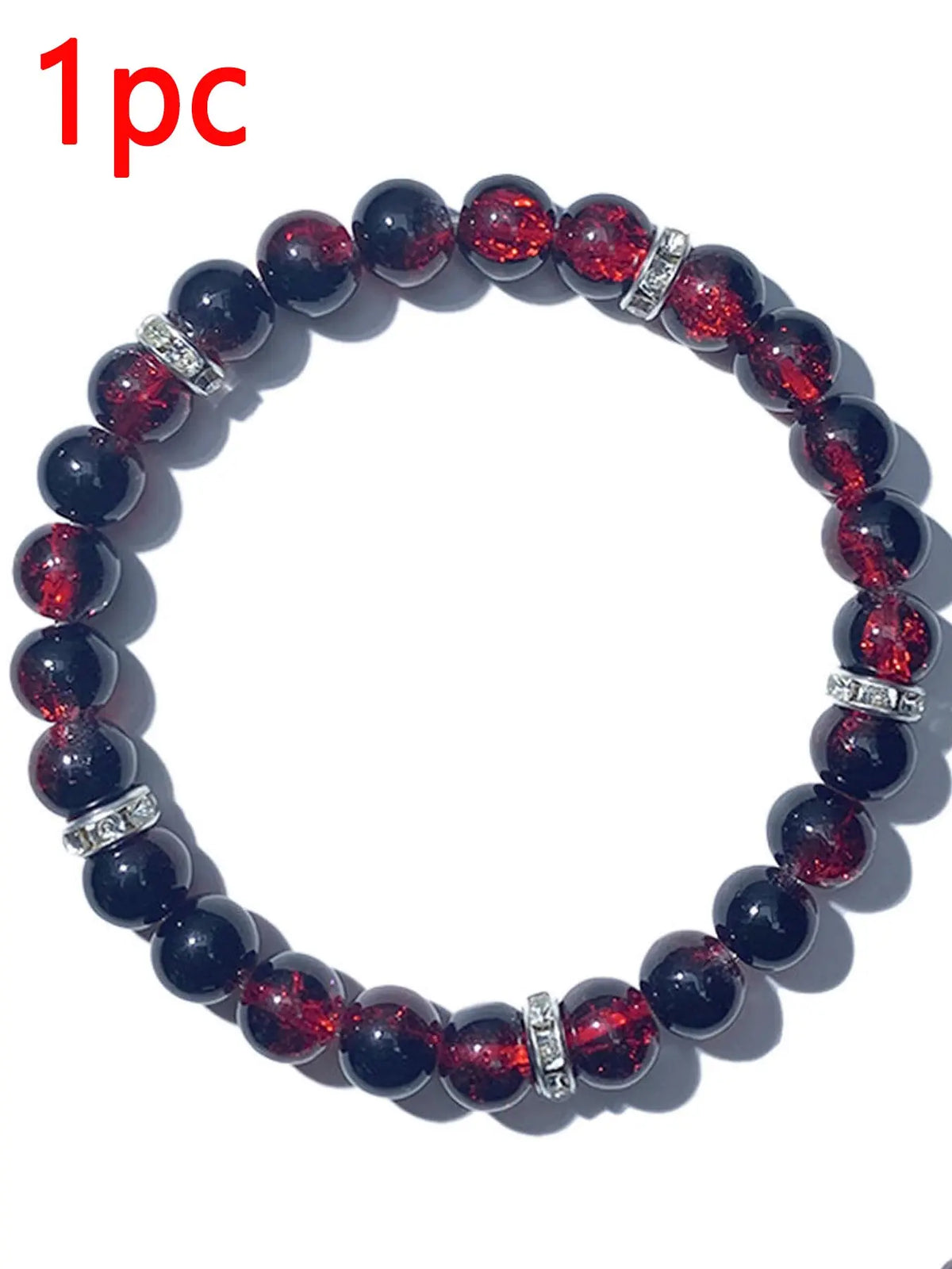 1 Pc Pomegranate Red Beaded Bracelet, Stretch Bangle, Inspirational Anxiety-Relief Stretch Jewelry, Handmade Unisex Accessory, Suitable for Daily Wear and Gifting in All Seasons