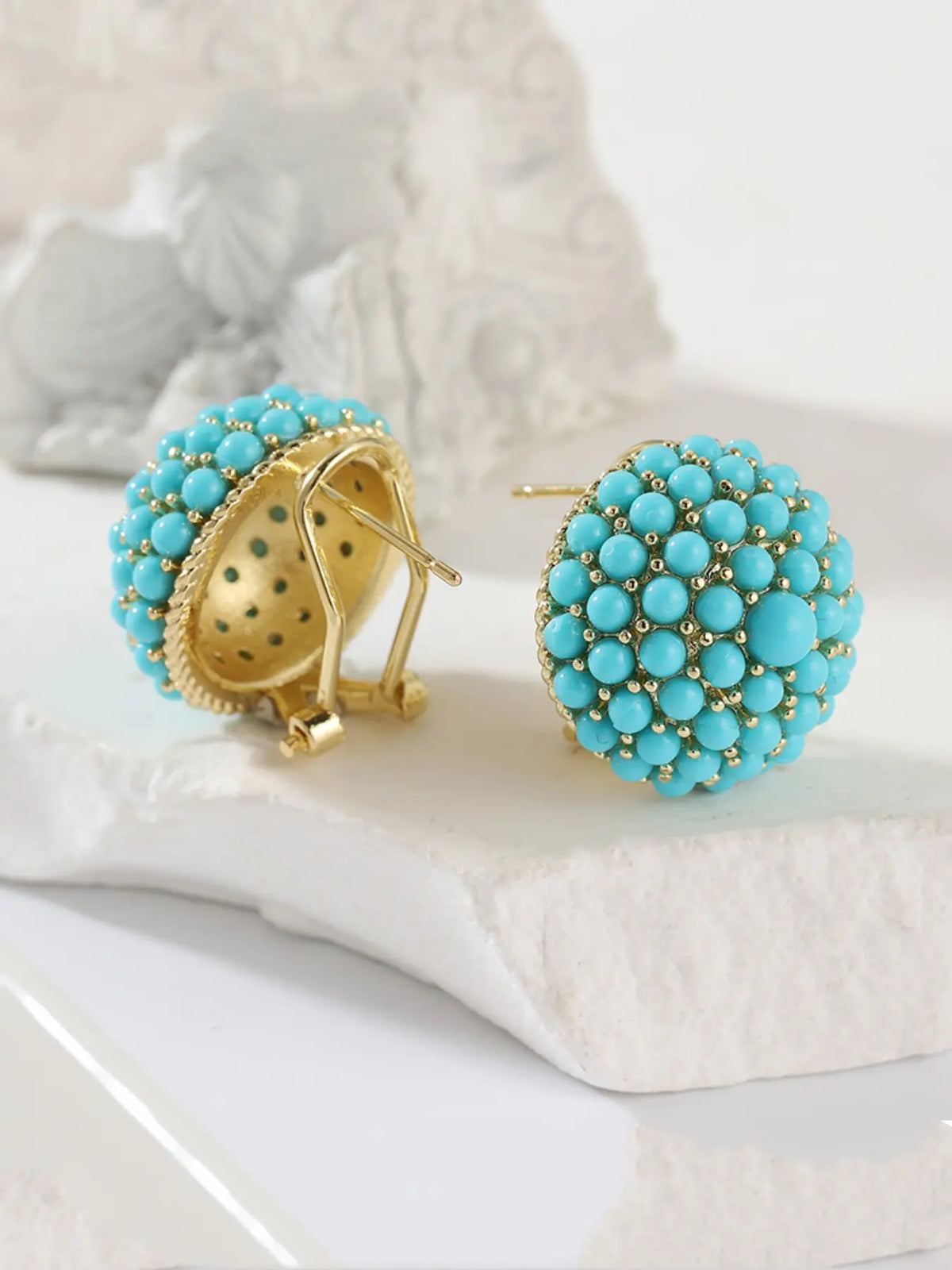 Women's Earrings, Fashionable Earrings, Copper Earrings, Vintage Turquoise Flower Design Jewelry for Daily & Formal Wear, Perfect Valentine Gift, Trendy Jewellery Accessories