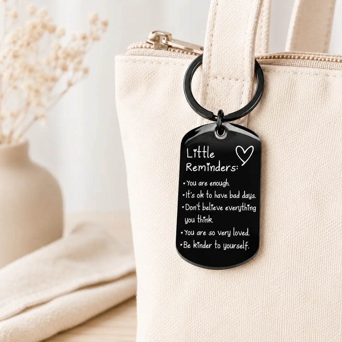 Little Reminders Keychain for Women Men, You Are Enough Inspirational Keyring, Uplifting Gift for Friends