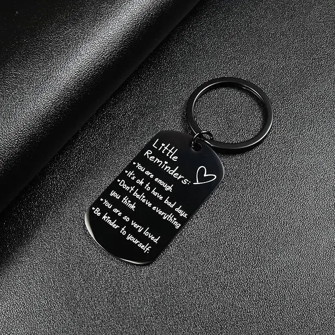 Little Reminders Keychain for Women Men, You Are Enough Inspirational Keyring, Uplifting Gift for Friends