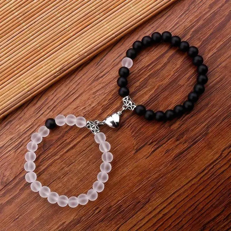 Couple Magnetic Heart Shape Sports Wristbands, Matching BF and GF Minimalist Polyester Rope Trendy Jewelry, Gifts for Boyfriend GF Gift for Back to School
