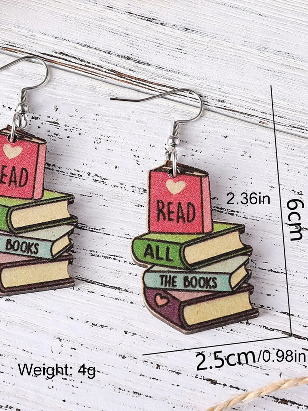 Cute Letter Pattern Dangle Earrings (1 Pair), Wooden Book Design Drop Earrings for Girls for Party Wear, Fashion Jewelry for Women, Daily Clothing Decor, High Quality Earrings, Fashion Accessories