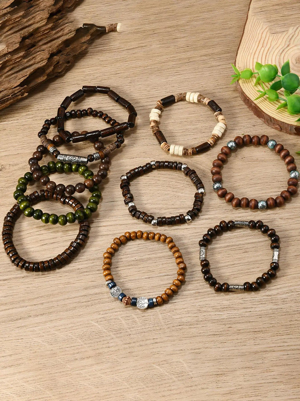Boho Style Beaded Bracelet, Adjustable Beaded Design, Fashionable Elastic Bracelet for Men & Women, Trendy All-match & Exquisite Jewelry for Birthday Gift, Beaded Bracelet Set, Matching Bracelet