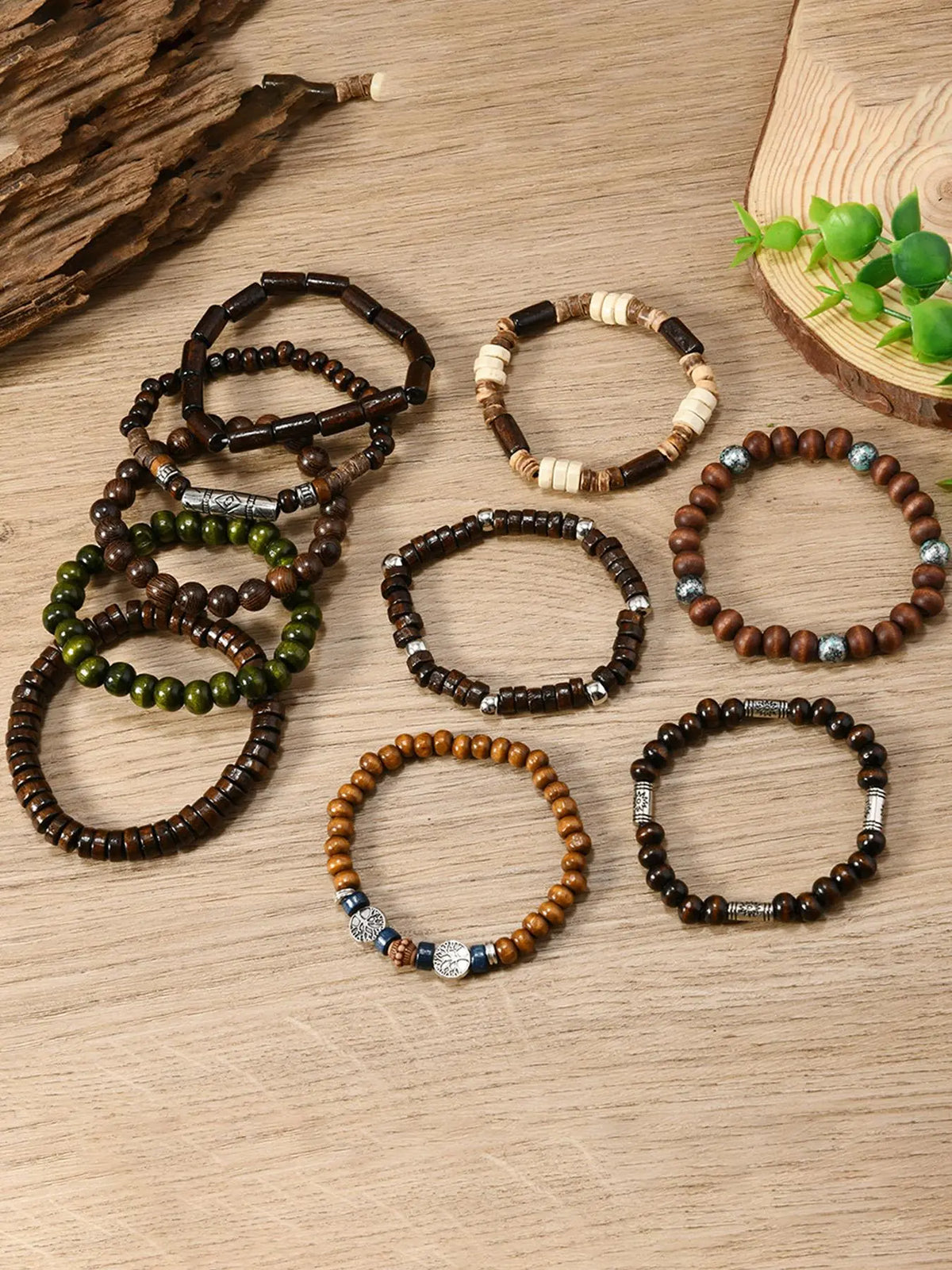 Boho Style Beaded Bracelet, Adjustable Beaded Design, Fashionable Elastic Bracelet for Men & Women, Trendy All-match & Exquisite Jewelry for Birthday Gift, Beaded Bracelet Set, Matching Bracelet