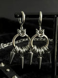 Oufer 2Pcs Linked Chain Grunge Punk Spike Dangle Hoop Earrings - Stainless Steel Chunky Jewelry, Whimsical Accessories, Classic Versatile Casual Wear Pieces, Grunge Punk Edge for Bold Outfits