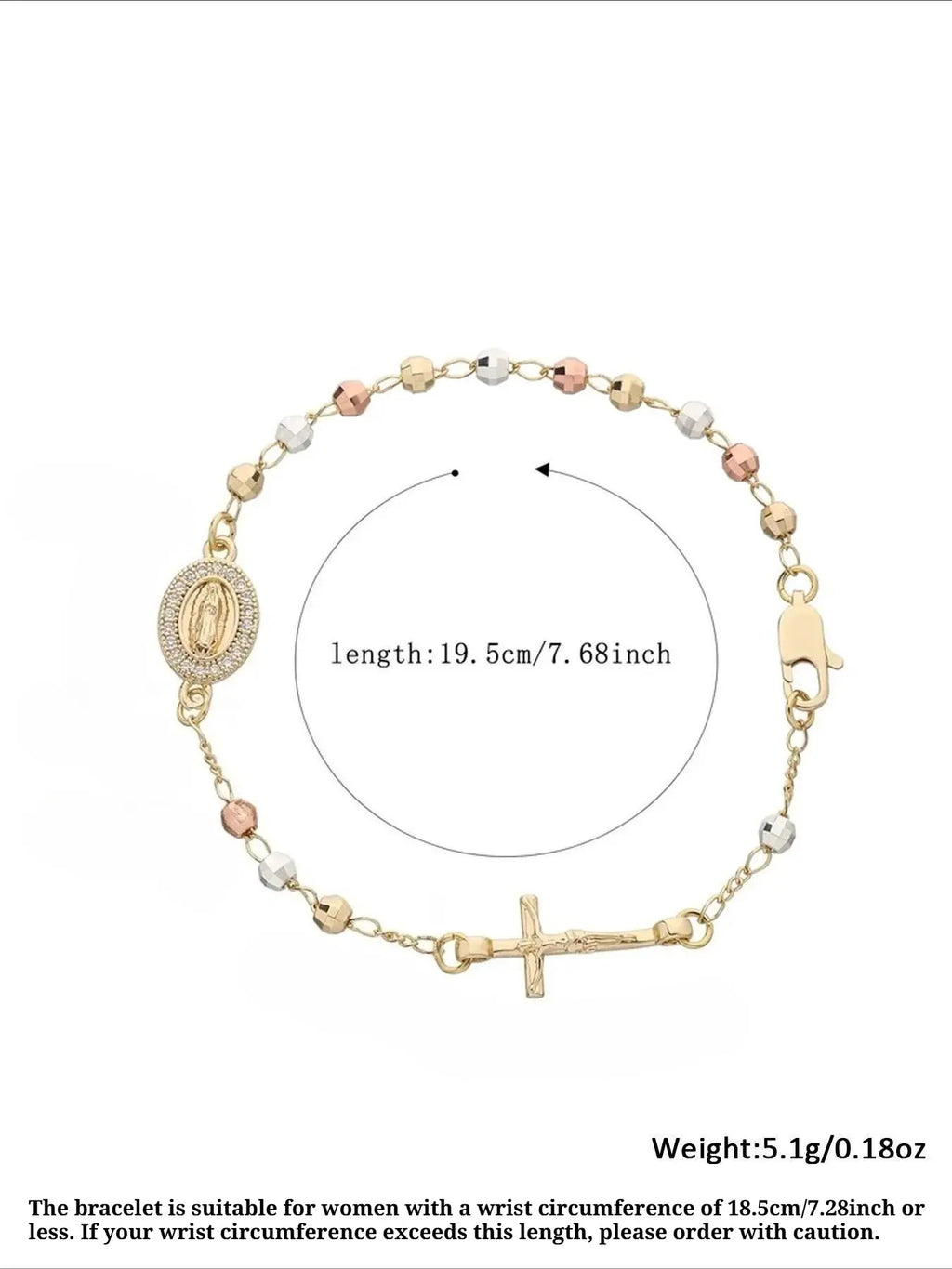 Women's Elegant Our Lady of Mary Design Bracelet, Cross Charm Bangle, Fashion Religious Faith Jewelry with Cross, Trendy All-match & Exquisite Jewelry for Birthday Gift, Cross Bracelets