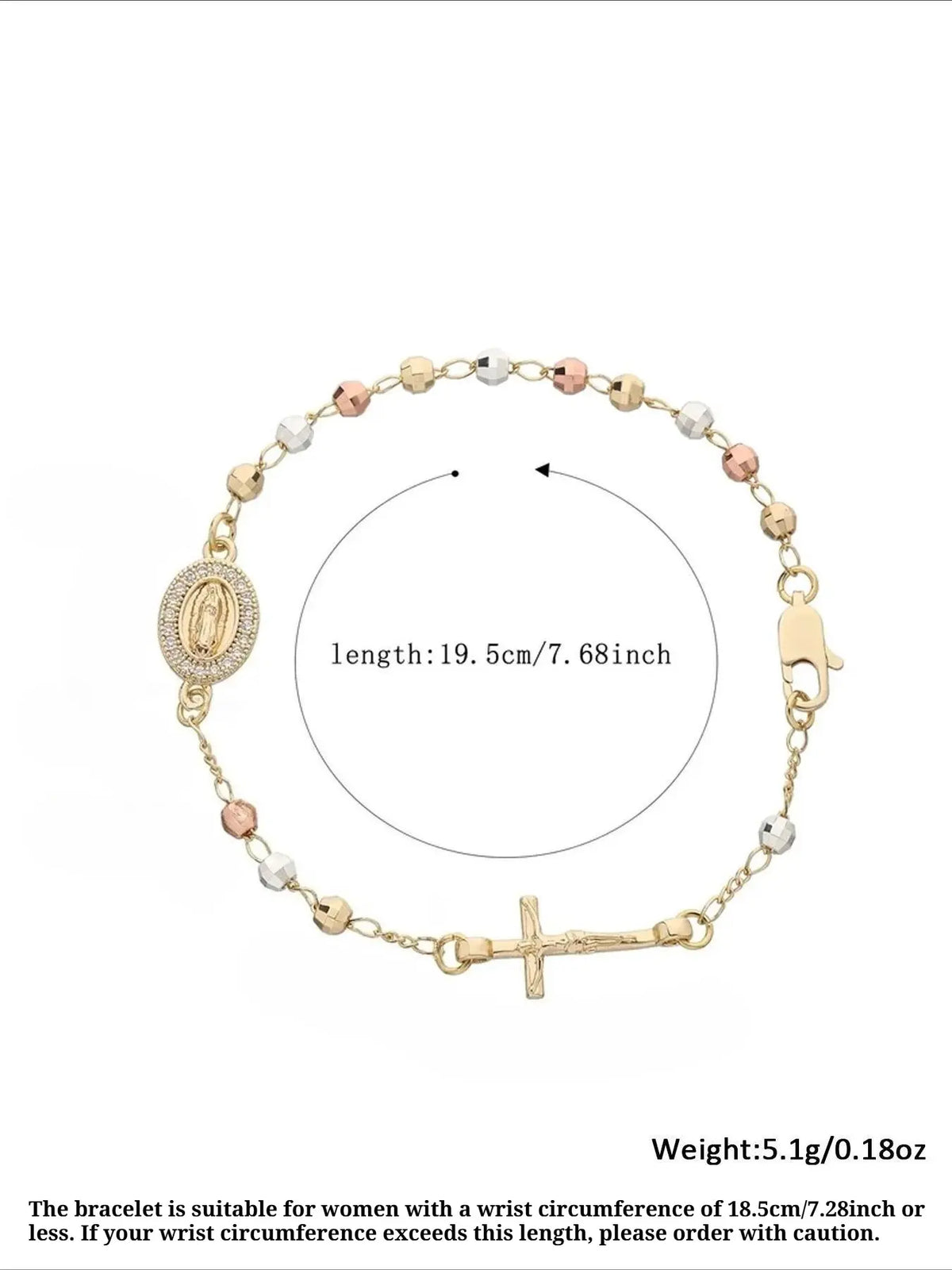 Women's Elegant Our Lady of Mary Design Bracelet, Cross Charm Bangle, Fashion Religious Faith Jewelry with Cross, Trendy All-match & Exquisite Jewelry for Birthday Gift, Cross Bracelets