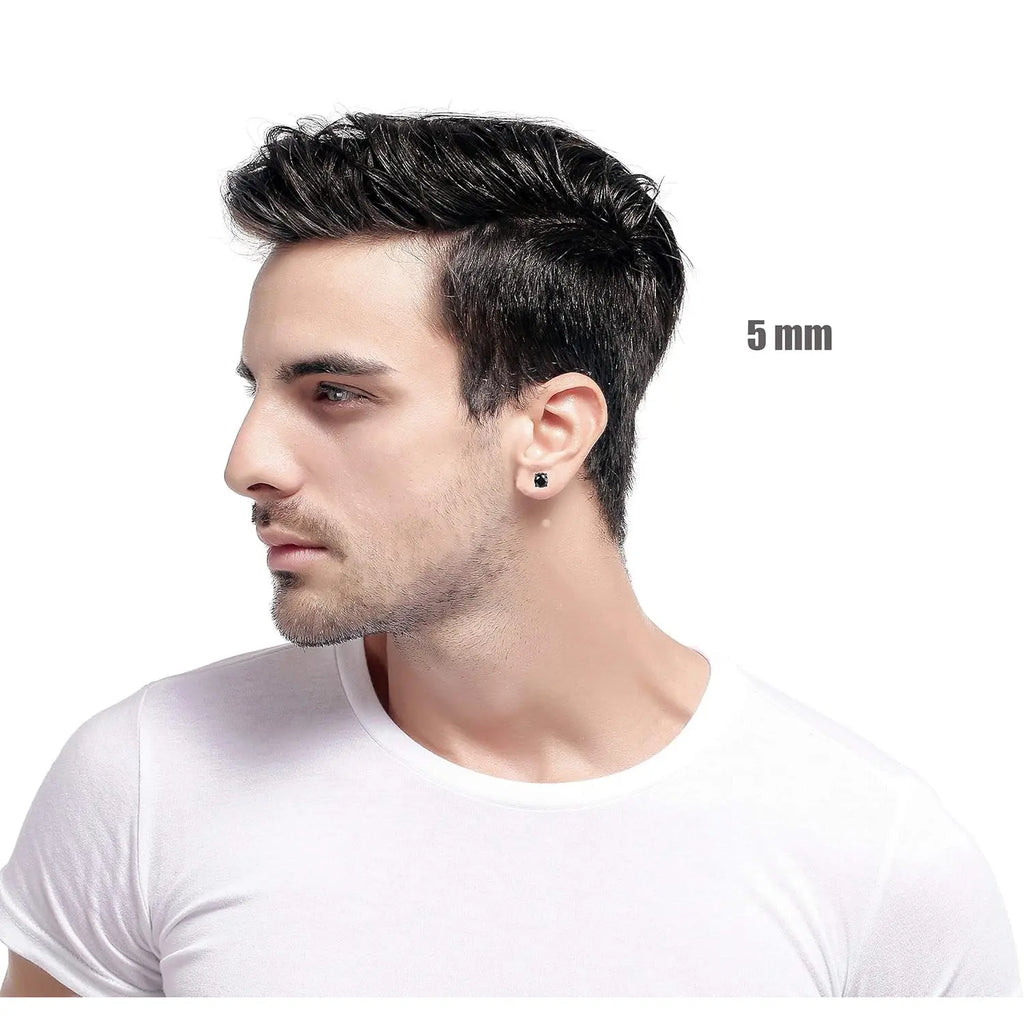 FIBO STEEL 6 Pairs Magnetic Stud Earrings for Men Women Stainless Steel CZ Unisex Magnet Earrings Set Hypoallergenic Non Piercing Clip On Earrings Fake Earrings Jewelry Silver Gold Black 5 8MM Spring Statements