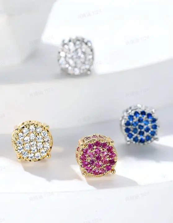 Round Artificial Zircon Decor Stud Earrings, 1/4 Pairs Earrings, Fashion Jewelry, Trendy All-match & Exquisite Jewelry, Party Festival Earrings
