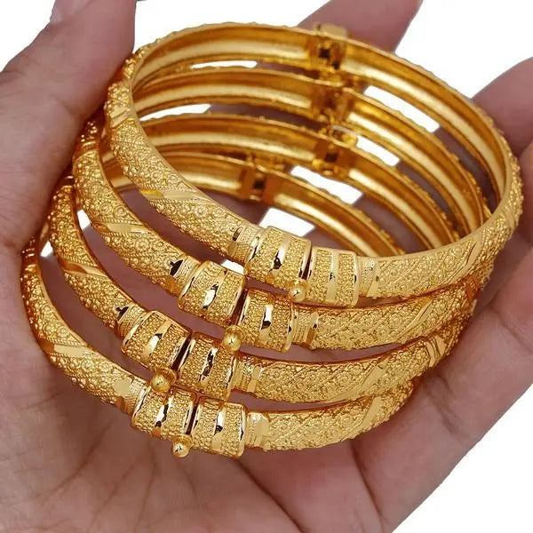 4pcs-Women's Elegant Hollow Out Design Bangle,Exguisite Trendv Bangle,Fashionable Jewelryfor Women & Girls for Daily & Party Decoration Adjustable Promise Ring with Heart Box