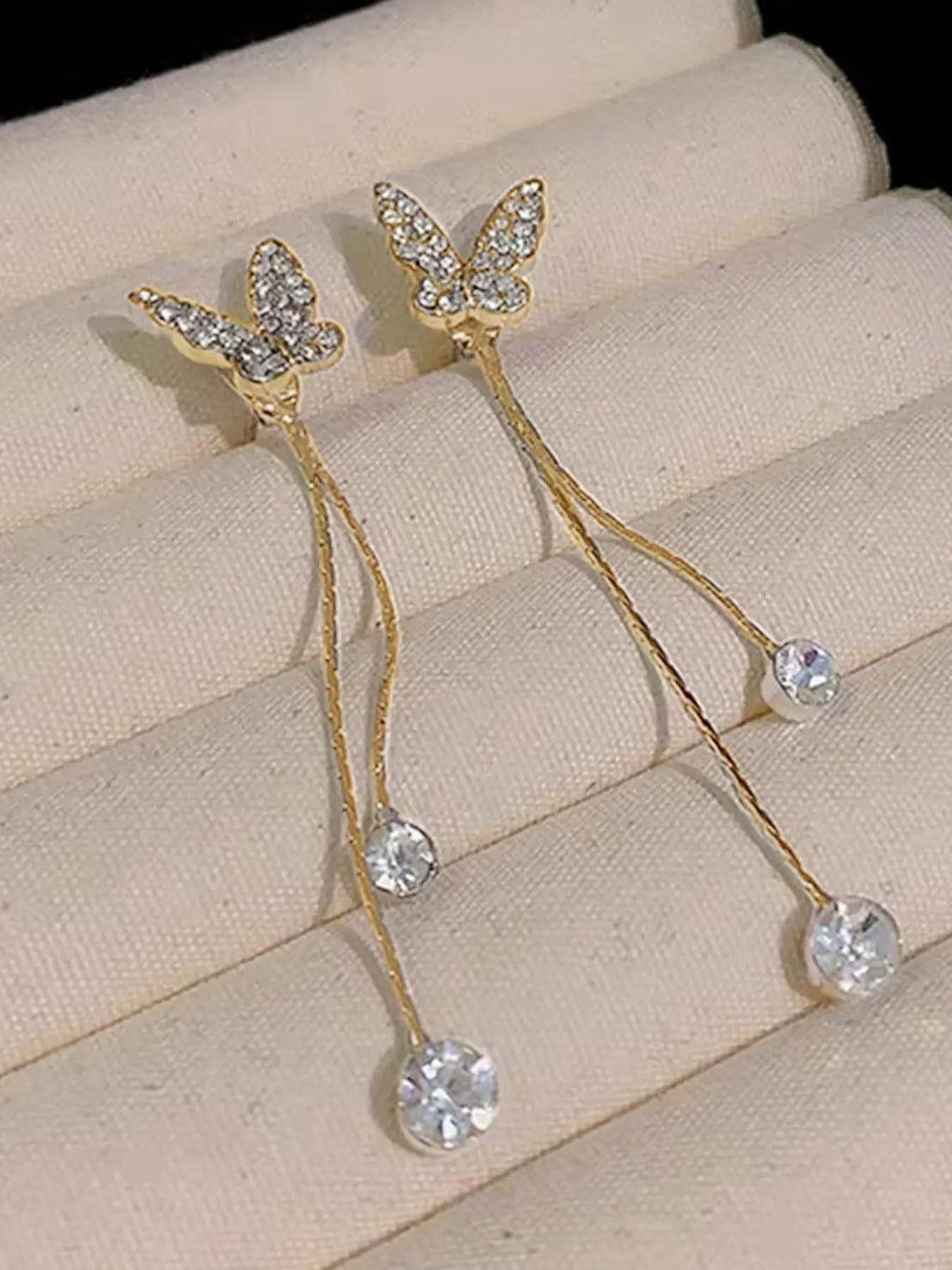 Elegant Butterfly Design Rhinestone Fashion Earrings for Women, Trendy Fashionable Accessories, Sweet and Exquisite Removable Tassel for Daily Wear, Perfect for Dates, Trendy Jewelry