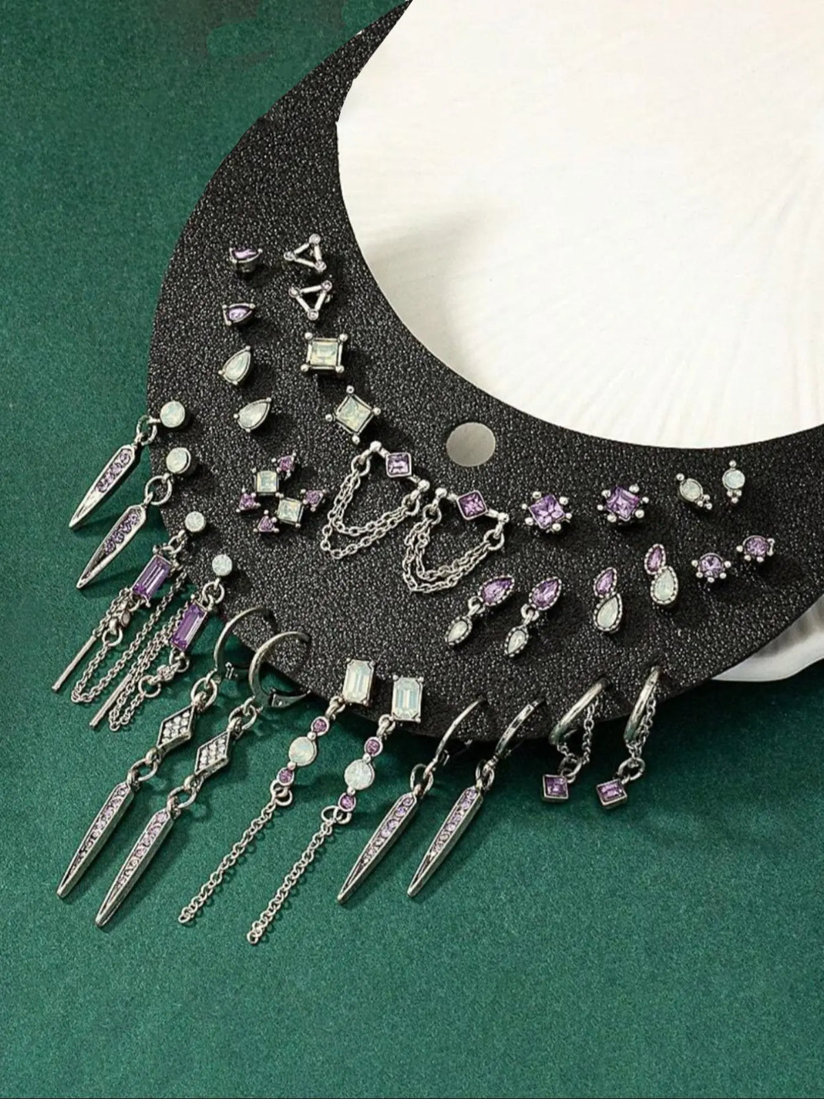 Vintage Punk Style Rhinestone & Chain Decor Earring Stacking Set, High Quality Earrings, Stylish Jewelry, Fashion Jewelry for Party, Daily Clothing Decor, Trendy All-match & Exquisite Jewelry for Birthday Gift, Dangle Earrings Set, Dangling Earrings