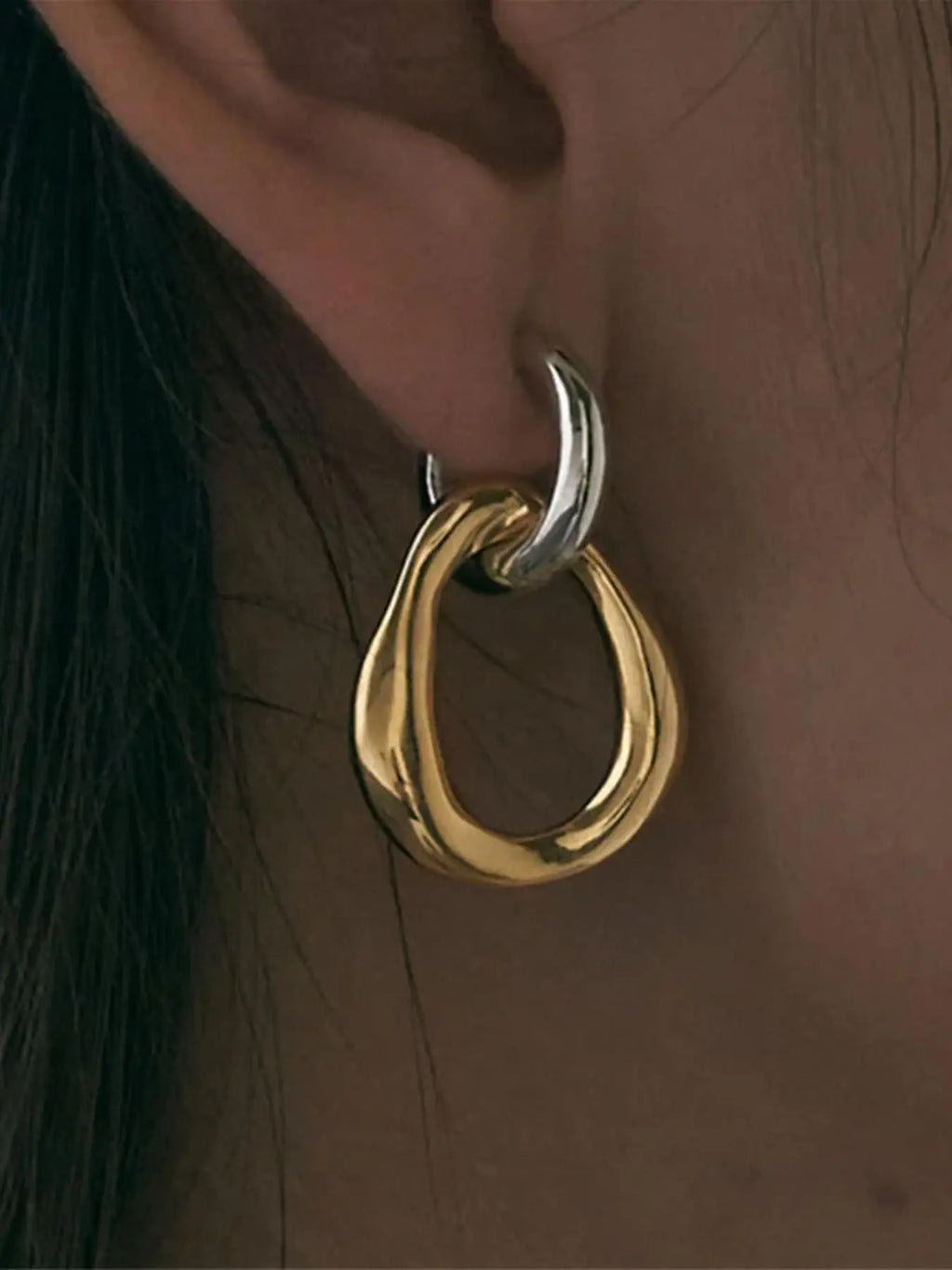 Irregular Geometric Design Earrings, Fashionable Earrings for Women, Elegant Daily Wear for Women, Versatile Fashion Accessories for Office and Party, Exquisite Jewelry Gift, Fashionable Hoop Earrings, Stylish Jewelry