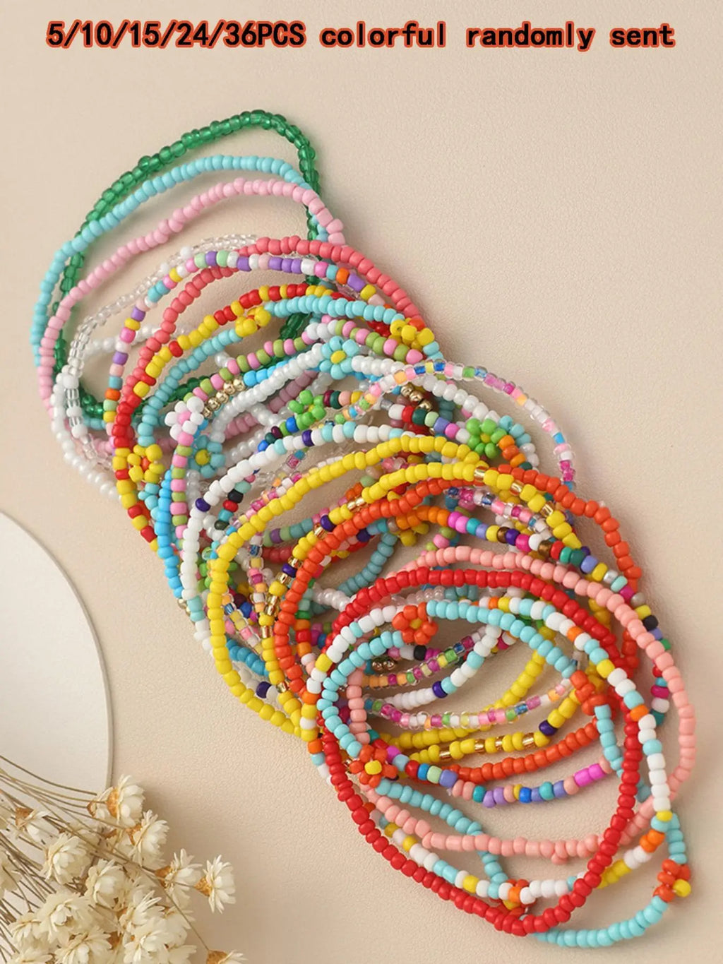Random Color Beaded Anklets, Foot Jewelry, Trendy Fashionable Accessories, 5/10/15/24/36pcs/set Boho Style Bohemian Fashion Fashionable Anklets for Women & Girls, Trendy All-match Exquisite Y2k Body Jewelry As Birthday Gift