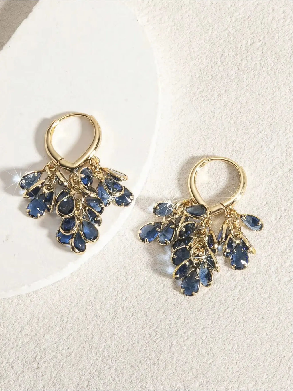 1 Pair of Fashionable and Luxurious Blue Teardrop-Shaped Sparkling Zirconia Fringe Fashion Jewelry Earrings for Women—Exquisite and Elegant, Perfect for Everyday Wear, Parties, and Gatherings; a Stylish Gift
