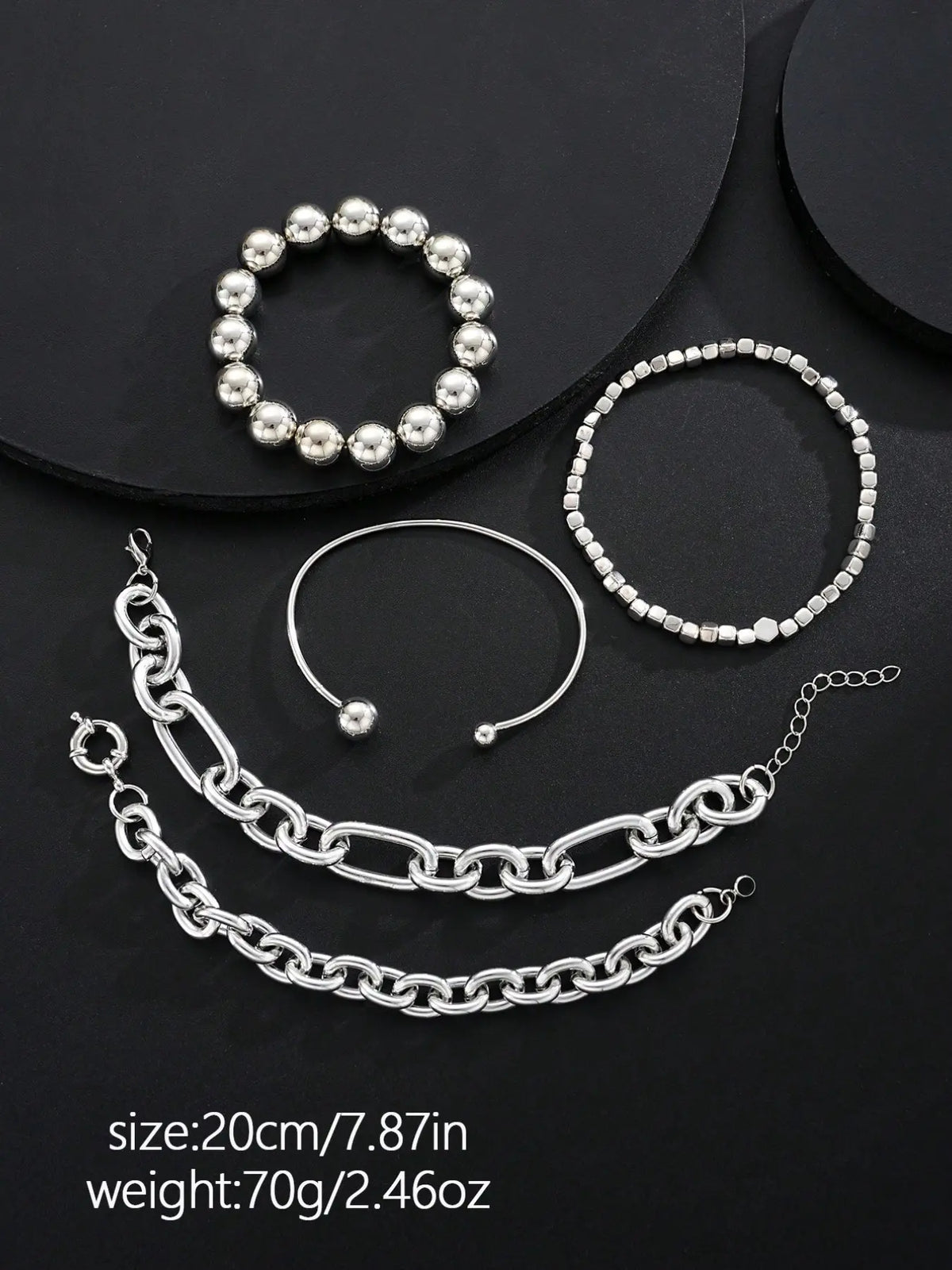 Vintage Exaggerated Minimalist Old Coin Design Layered Chunky Chain & Bracelets Stack, Perfect for Dates, Vacations, Parties, Gifts