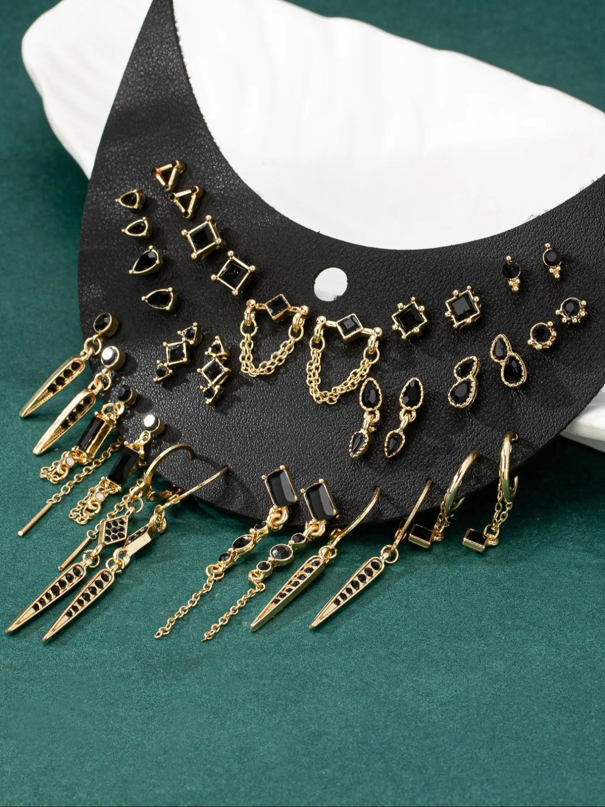 Vintage Punk Style Rhinestone & Chain Decor Earring Stacking Set, High Quality Earrings, Stylish Jewelry, Fashion Jewelry for Party, Daily Clothing Decor, Trendy All-match & Exquisite Jewelry for Birthday Gift, Dangle Earrings Set, Dangling Earrings