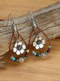 Boho Style Flower Decor Water Drop Design Dangle Earrings, Bohemian Earrings, Unique Design Earrings, Statement Earrings, Versatile Earrings, Fashionable Jewelry for Women & Girls, Stylish Jewelry, Trendy All-match & Exquisite Jewelry for Birthday Gift