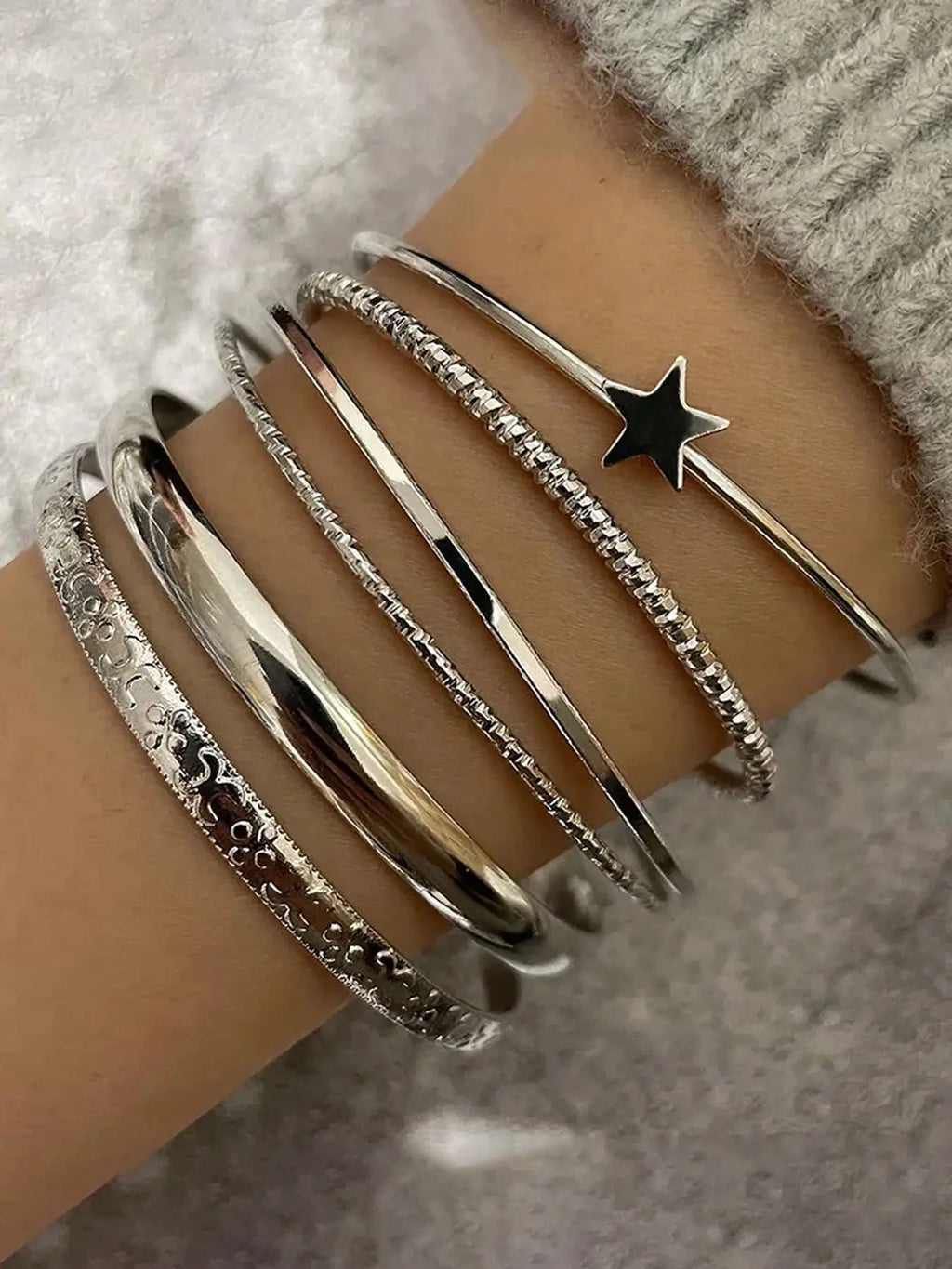Vintage Star Design Bracelet Set, Stackable Bracelet, Bracelets Stack, Women's Casual Party Jewelry, Simple Style Multi-Layered Accessory, Perfect Gift Idea