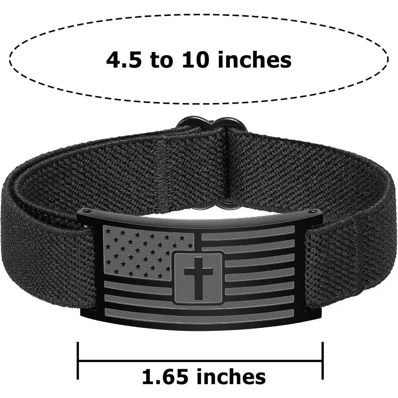 Bible Verse Bracelet for Men,American Flag Cross Bangle  Black Adjustable Trendy Men Accessries Christmas Birthday Easter Christian Jewelry Gifts,Trendy Bracelets for Boy,Father's day gifts idea,Dad gift beach jewelry