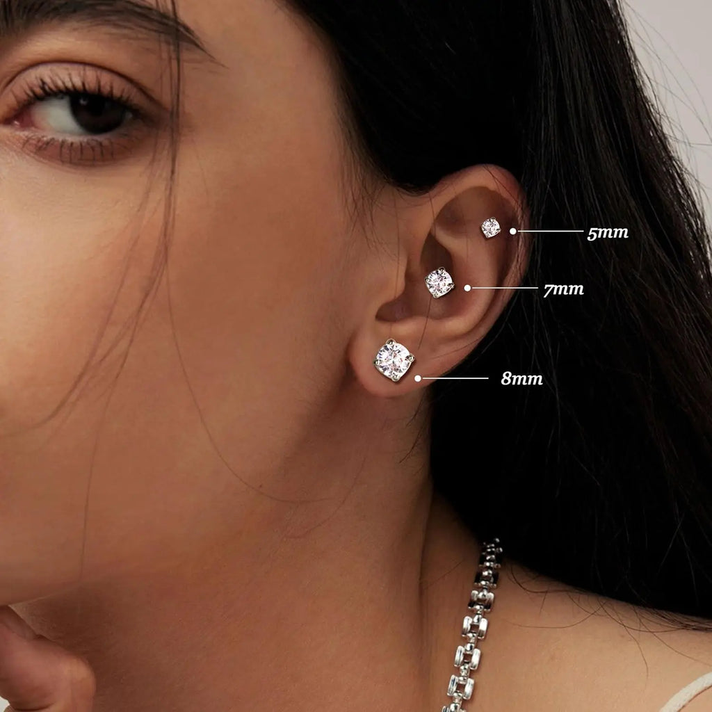 FIBO STEEL 6 Pairs Magnetic Stud Earrings for Men Women Stainless Steel CZ Unisex Magnet Earrings Set Hypoallergenic Non Piercing Clip On Earrings Fake Earrings Jewelry Silver Gold Black 5 8MM Spring Statements