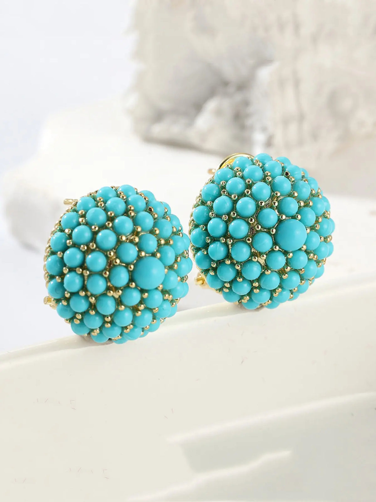 Women's Earrings, Fashionable Earrings, Copper Earrings, Vintage Turquoise Flower Design Jewelry for Daily & Formal Wear, Perfect Valentine Gift, Trendy Jewellery Accessories